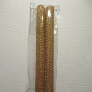1 Pair, 8" Bees Wax Candles, Dark Gold w/ Iridescent Glitter, Handmade, Organic